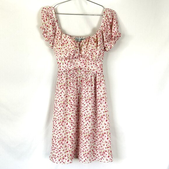 Almost Famous Dresses & Skirts - Almost Famous Baby Doll Milkmaid Style Dress M Pink Flowers